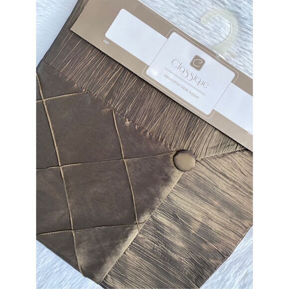 NWT SARO Lifestyle Brown Diamond Crinkle Pintuck 60”X60” Tablecloth - Picture 9 of 12